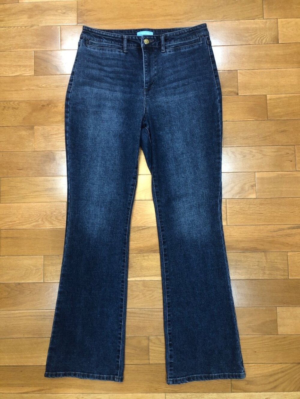Draper James Dark Wash High Rise Flare Jeans Size 12 Stretch Denim Retro Classic